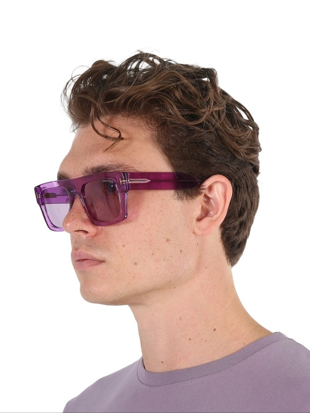 Tom Ford Unisex Transparent Purple Square Sunglasses Eyewear